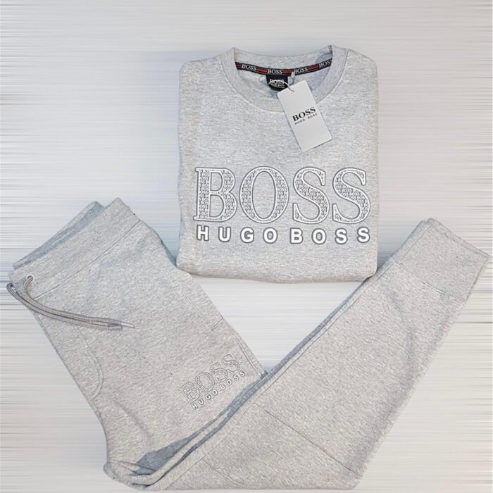 Hugo Boss Dotted Style white Patch logo Tracksuit – Grey