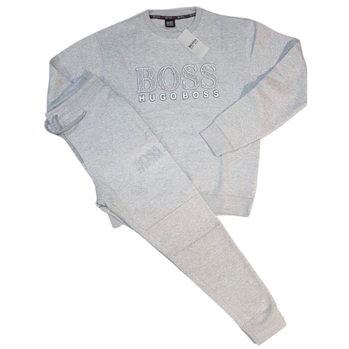 Hugo Boss Dotted Style white Patch logo Tracksuit – Grey