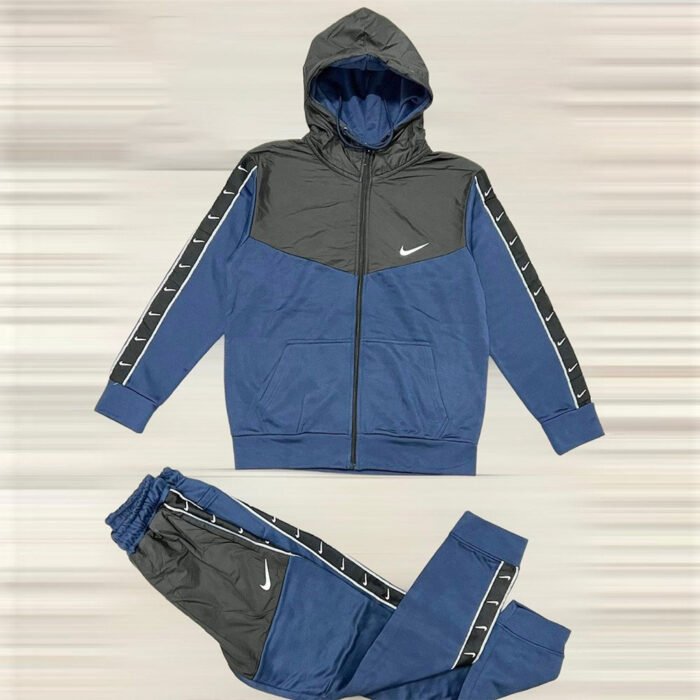 Nike Striped Logo Zip-up Hooded Tracksuit – Blue