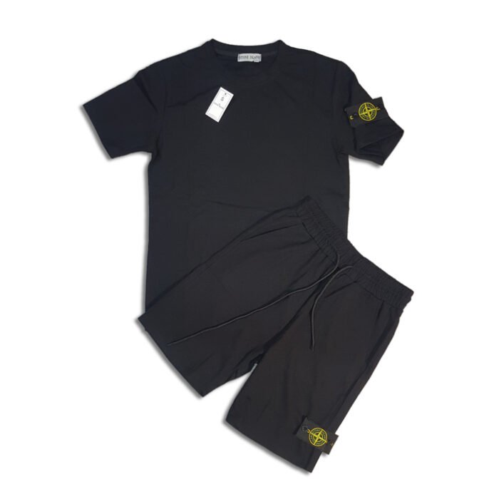 Stone Island Patch Logo T-Shirt & Shorts Set – Black
