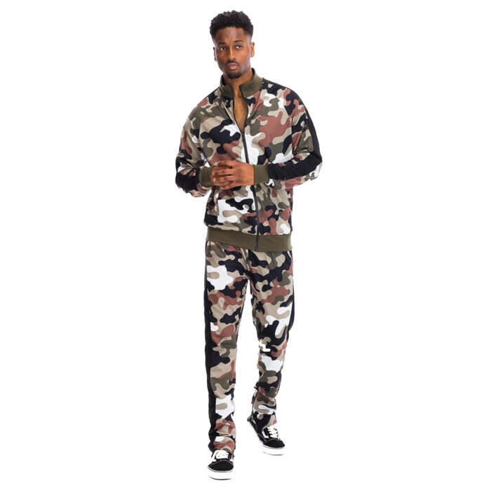 Full Camo With Stripe Track Bottom Pants